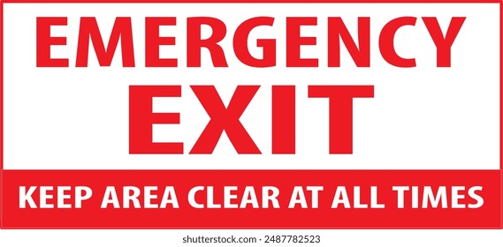 Emergency exit only industrial warning sign, fire safety sign, industrial safety sign notice vector