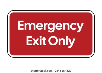 Sinal de saída de emergência com texto branco no fundo vermelho - Aviso de segurança e conformidade - Imagem vetorial de alta qualidade