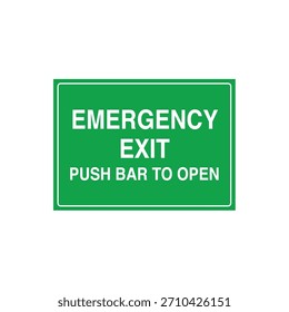 EMPUJE DE SALIDA DE EMERGENCIA PARA ABRIR el letrero de instrucciones de salida - Archivo de Vector de marcadores del mecanismo de escape estándar