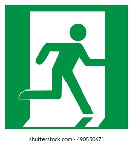 Emergency exit right, escape route sign, vector illustration.