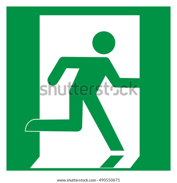 Emergency Exit Right Escape Route Sign Stock Vector Royalty Free