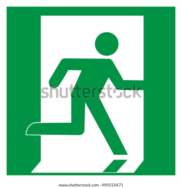 Emergency Exit Right Escape Route Sign Stock Vector (Royalty Free ...