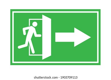 Emergency exit right. Information icon vector. Fire sign. Protection symbol. Stock image. EPS 10.