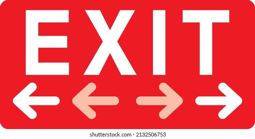 emergency exit. right left arrows. red background