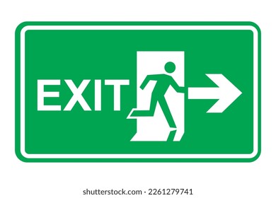 Emergency exit to right sign symbol icon green design vector illustration