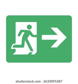 Emergency exit running man icon, green direction sign vector for safety and evacuation routes