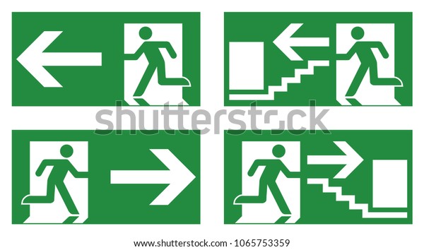 Emergency Exit Safety Sign White Running Stock Vector (Royalty Free ...