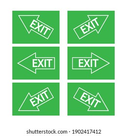 Emergency exit set. Fire sign. Protection symbol. Information icon vector. Stock image. EPS 10.