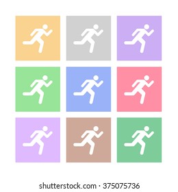Emergency exit sign 9 color icon set Vector EPS10, Great for any use.