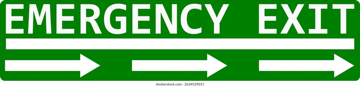 Emergency exit sign with arrows on a green background.