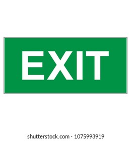 Emergency exit sign, escape route green sign with white text, vector illustration.