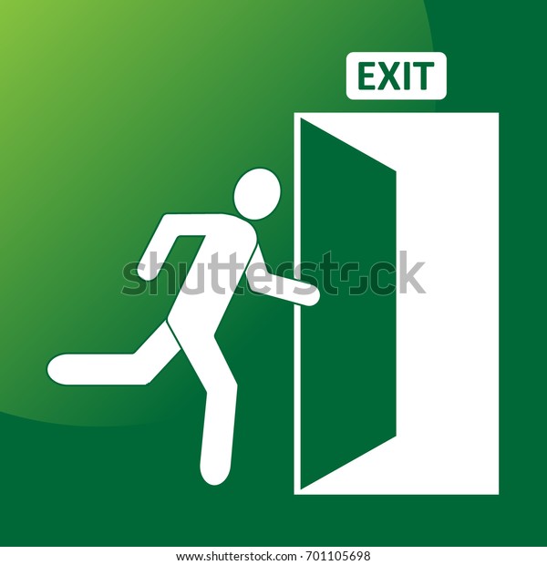 Emergency Exit Sign Flat Style Icon Stock Vector (Royalty Free) 701105698