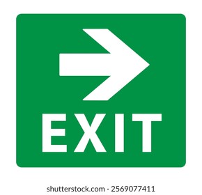 Emergency exit sign icon symbol. Green Fire safety exit sign logo. Running man and exit door sign. Vector illustration image. Isolated on white background.