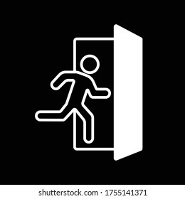 Emergency exit sign icon vector on black background