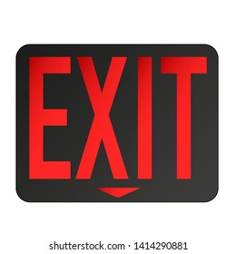 emergency exit sign lighted red white background vector