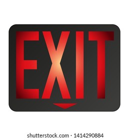 emergency exit sign lighted red white background vector