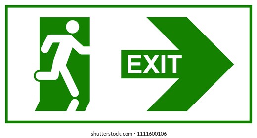 Emergency Exit Sign Man Running Out Stock Illustration 1123056074 ...