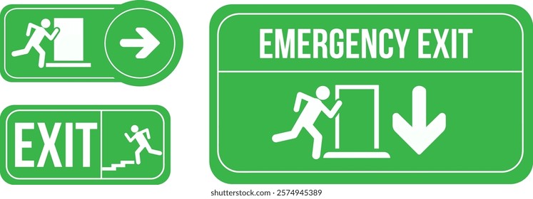 Emergency exit sign. Man running on fire exit. Running man and exit sign