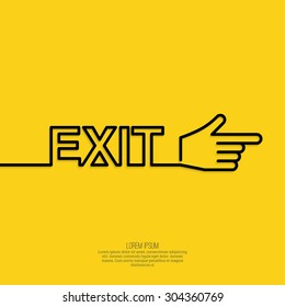Emergency exit sign with a pointing hand. vector. 