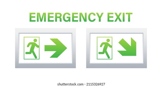 Emergency exit sign. Protection symbol. Fire icon. Vector stock illustration.