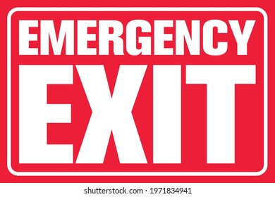 Emergency exit sign in red background