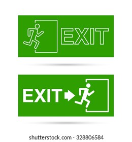 Emergency exit sign.  Running man on a green background. vector.