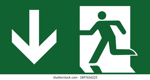 Emergency exit sign symbol green vector