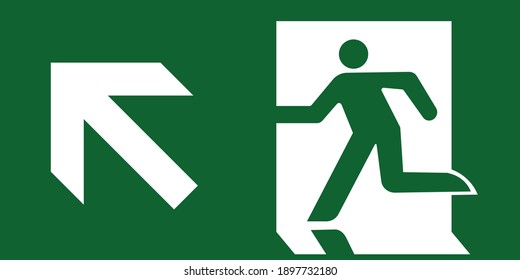 Emergency Exit Sign Symbol Vector Green White