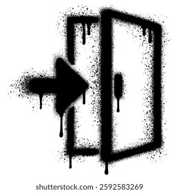 Emergency exit sign urban graffiti style with black spray paint. vector illustration.