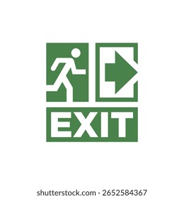 Emergency exit sign vector design template. Green emergency exit sign.