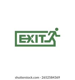 Modelo de design vetorial de sinal de saída de emergência. Sinal verde de saída de emergência.