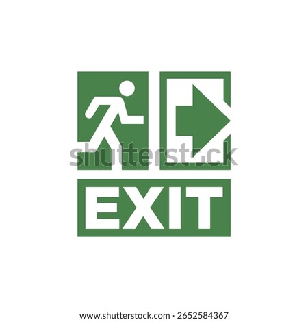 Emergency exit sign vector design template. Green emergency exit sign.