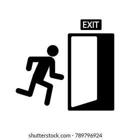 Emergency exit sign vector icon.