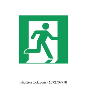 Emergency Exit Sign. Vector illustration, flat design