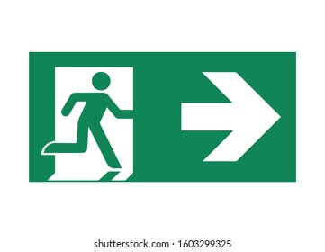 Emergency Exit Sign. Vector Illustration, Flat Design