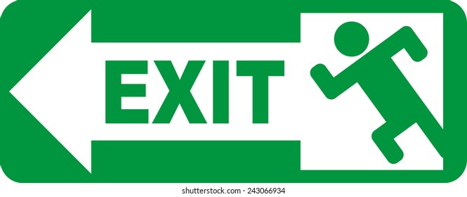 Emergency exit sign. Vector illustration.