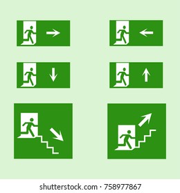 emergency exit sign vector pack - FULL GREEN VERSION