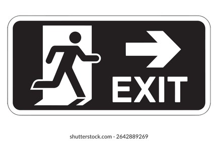 Emergency Exit Sign Vector – Running Man with Right Arrow Symbol