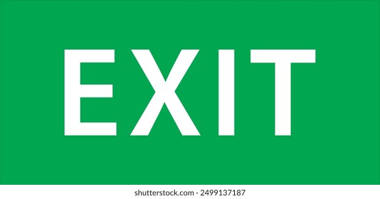 Emergency exit sign, warning sign plate, green color