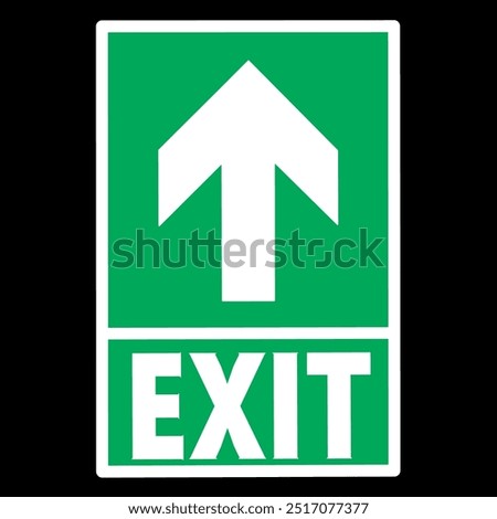 Emergency exit sign, warning sign plate, green color