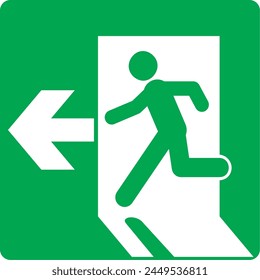 emergency exit sign,green exit, door, escape route,fire exit