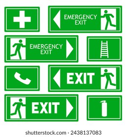 Emergency exit signs icon set clip art vector