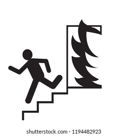 Emergency exit silhouette man running signs vector illustration.security fire exit icon.People escape from fire