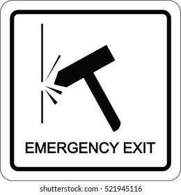 Emergency Exit With Smash Hammer Into The Window Icon Vector