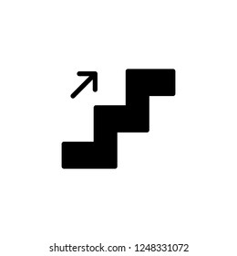Emergency exit, stair with up arrow vector icon in solid/glyph style