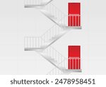 Emergency Exit Stair. Fire Exit Stair. Vector Illustration.