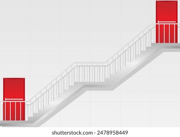 Emergency Exit Stair. Fire Exit Stair. Vector Illustration.