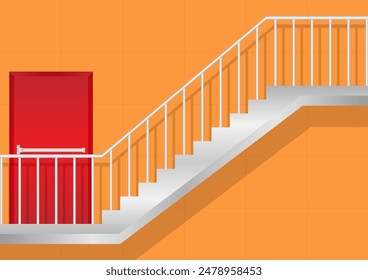 Emergency Exit Stair. Fire Exit Stair. Vector Illustration.