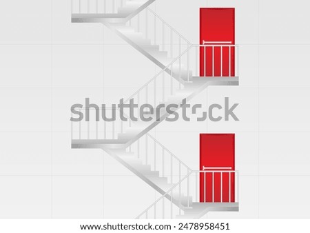Emergency Exit Stair. Fire Exit Stair. Vector Illustration.