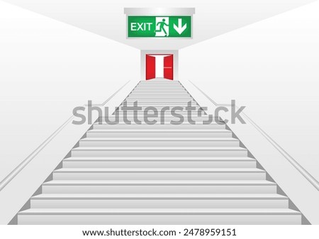 Emergency Exit Stair. Fire Exit Stair. Vector Illustration.